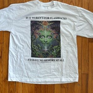XL Online Ceramics White LSD flashback shirt with psychedelic art